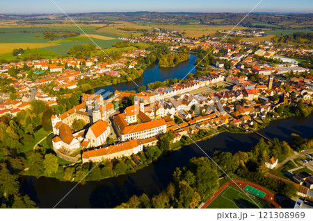 Cityscape of Telc, Czech Republic 121308969