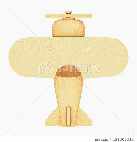 Wooden Airplane Old Vintage Toy Isolated. 3D Illustration. File with Clipping Path. Wooden Airplane Old Vintage Toy Isolated. 3D Illustration. File with Clipping Path. 121309333