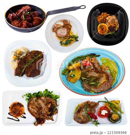 Set of dishes from beef and pork 121309366