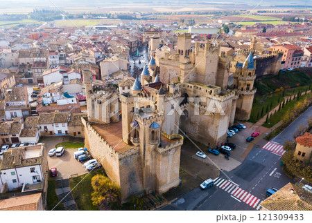 Towers of castle Palacio Real de Olite. Spain Towers of castle Palacio Real de Olite. Spain 121309433