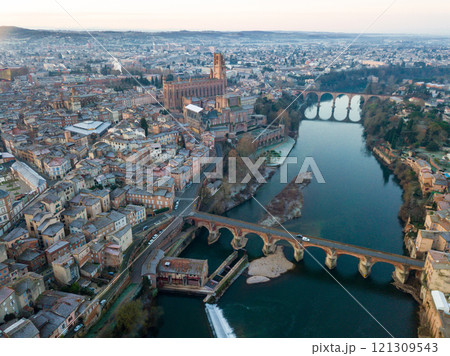 View from drone of Albi, France 121309543
