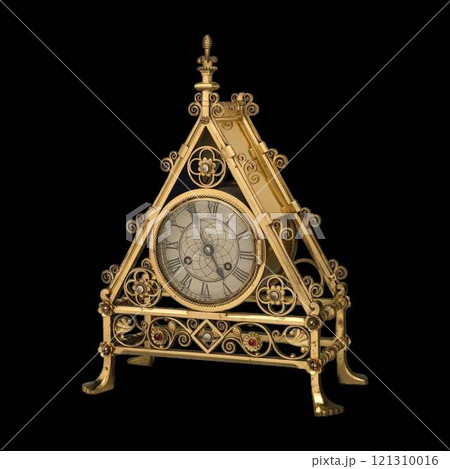 Antique Gold Mantel Clock Frame with Gothic Design Antique Gold Mantel Clock Frame with Gothic Design 121310016