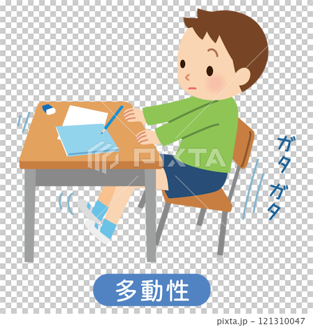 多動性　集中できずイスをガタガタさせる子ども　発達障害 121310047