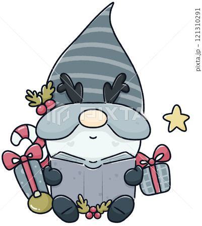 Cute cartoon Gnome holding balloon decoration new year, element cartoon happy new year 121310291
