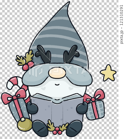 Cute cartoon Gnome holding balloon decoration new year, element cartoon happy new year 121310291
