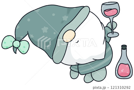 Cute cartoon Gnome holding balloon decoration new year, element cartoon happy new year Cute cartoon Gnome holding balloon decoration new year, element cartoon happy new year 121310292