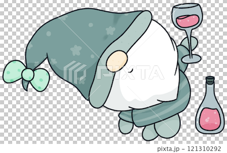 Cute cartoon Gnome holding balloon decoration new year, element cartoon happy new year Cute cartoon Gnome holding balloon decoration new year, element cartoon happy new year 121310292