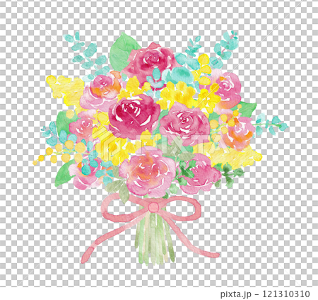 水彩で描いたブーケのイラスト 121310310