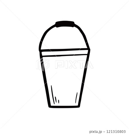 Hand drawn bucket object. Doodle 121310803