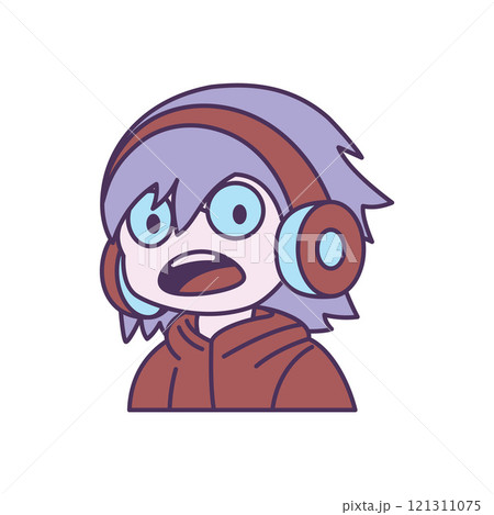 Cute Gamer Boy Cartoon Character Wearing Headset with Annoyed Angry Expression Cute Gamer Boy Cartoon Character Wearing Headset with Annoyed Angry Expression 121311075
