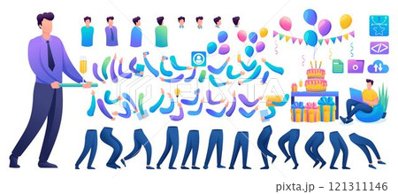 Constructor for creating a fun teen Man. Create your own character with a Set of hands and feet. Flat 2D characters N8 121311146