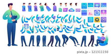 Constructor for creating a Young Man N7. Create your own character with a Set of hands and feet. Flat 2D characters Constructor for creating a Young Man N7. Create your own character with a Set of hands and feet. Flat 2D characters 121311150