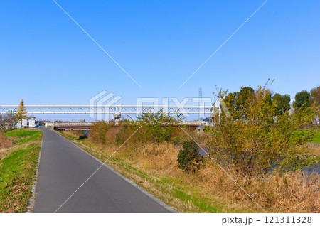 埼玉県越谷市新方川沿い2024年12月 121311328