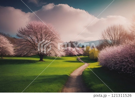 blooming spring park country landscape 121311526