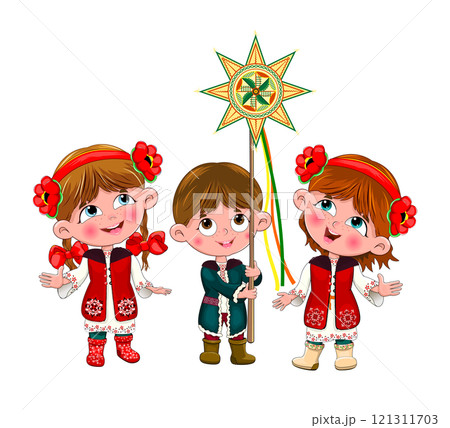 Children in Ukrainian folk costumes Children in Ukrainian folk costumes 121311703