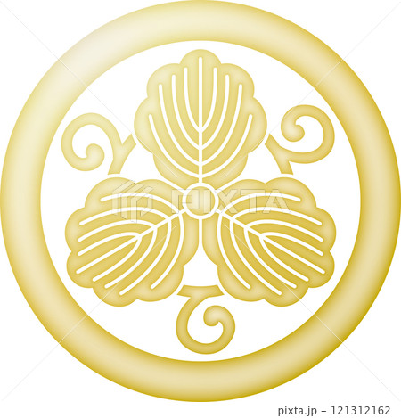 家紋　丸に五徳柏【金色】 121312162