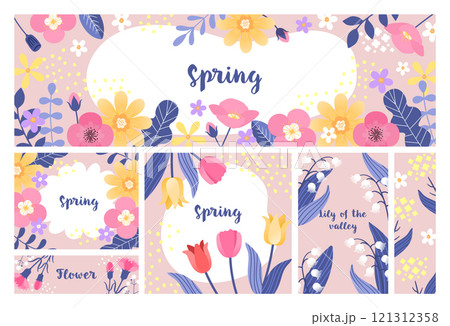 春の花のテンプレートセット_1 121312358