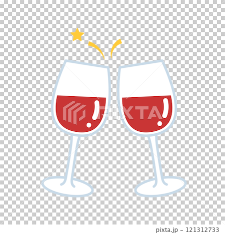 ワインで乾杯するイラスト 121312733