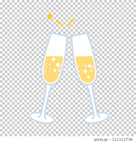 シャンパンで乾杯するイラスト 121312736