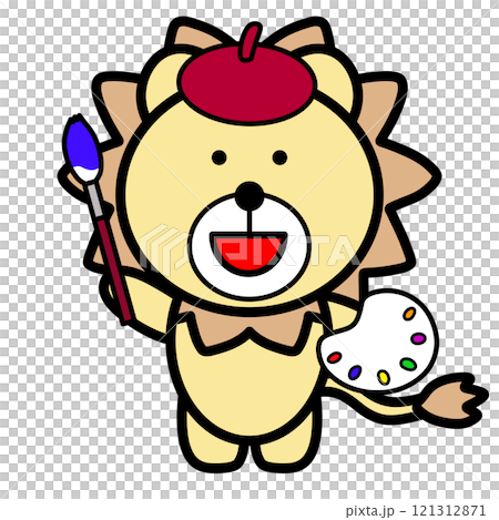 絵描きのライオンのイラスト 121312871