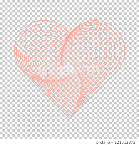 サーモンピンクのハート　ラインアート　グラフィック素材　クリップアート　背景透過　png 121312872