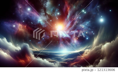 幻想的な光輝く抽象的でカラフルな背景 121313606