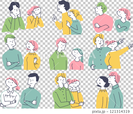 Set of young men and women in various poses 121314319