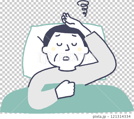 寝付けないシニア男性 121314334