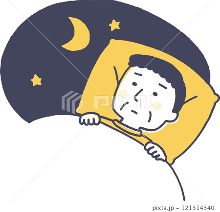 夜なかなか寝付けないシニア男性 121314340