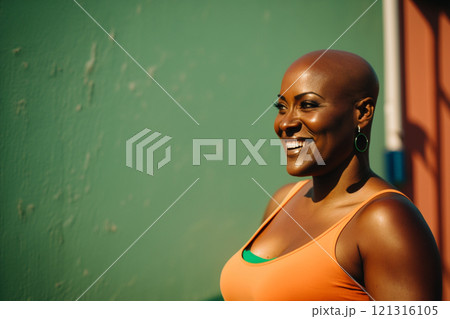 Portrait of a woman after chemotherapy. Powerful women concept created with ai generative tools. 121316105