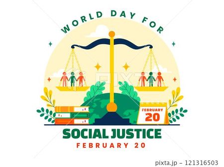 World Day of Social Justice Vector Illustration Featuring Scales and a Gavel Representing Justice, Equality, and Protection Against Injustice World Day of Social Justice Vector Illustration Featuring Scales and a Gavel Representing Justice, Equality, and Protection Against Injustice 121316503