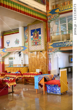 A hall for reading Sutras and offerings in the Dugan building at Rinpoche Bagsha Datsan 121316573
