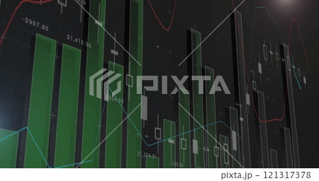 Image of financial data processing over dark background Image of financial data processing over dark background 121317378