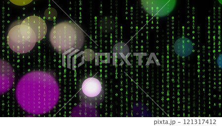 Image of binary coding and data processing over black background 121317412