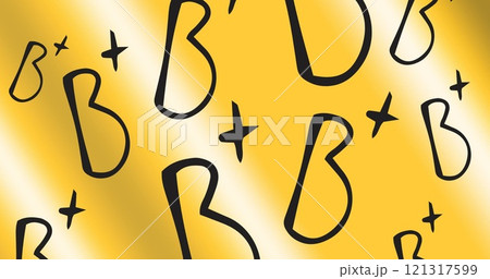 Image of b plus text on yellow background 121317599
