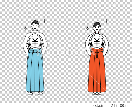 Image of exchange rate gains and the strong yen, the shrine priest and shrine maiden 121318033