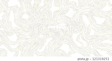 Vector gold line wood texture illustration, organic shape wave pattern, abstract luxury tree graphic, trunk circles, topography map background. Vector gold line wood texture illustration, organic shape wave pattern, abstract luxury tree graphic, trunk circles, topography map background. 121319251