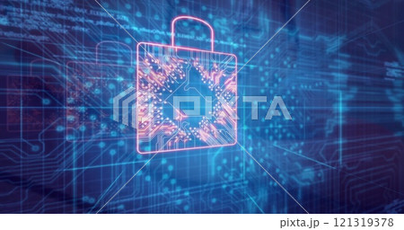 Image of data processing over padlock icons 121319378