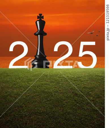 Happy new year 2025 strategy and success concept 121319566