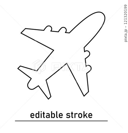 Outline Airplane icon. Airplane sign and symbol. Transport. Travel. Hot tour. Plane tickets. Travel agency. Editable Stroke 121320199