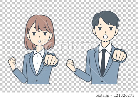 拳を突き出すビジネスマンとビジネスウーマン 拳を突き出すビジネスマンとビジネスウーマン 121320273