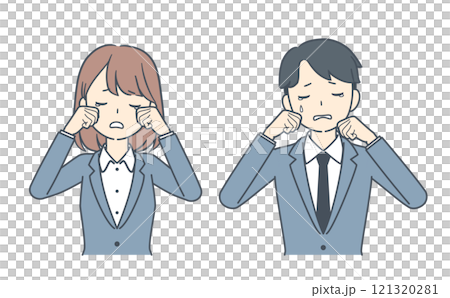 哭泣和悲傷的商人和女商人 121320281