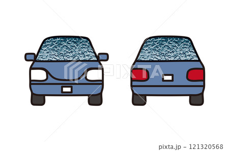 ガラスが凍った青い自動車 121320568