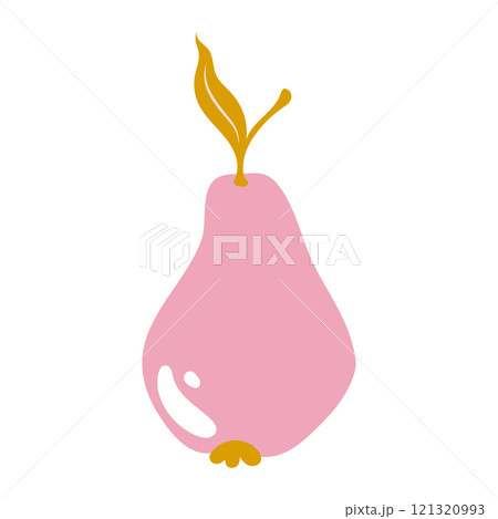 Pear illustration. Fruity hand drawn print. Delicate pink design 121320993
