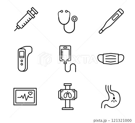 シンプルな医療機器のアイコンイラストセット ベクター シンプルな医療機器のアイコンイラストセット ベクター 121321000