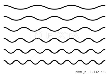 シンプルな黒い波線のセット、ベクターファイルは線幅が変更可能なパス 121321489