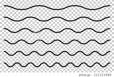 シンプルな黒い波線のセット、ベクターファイルは線幅が変更可能なパス 121321489