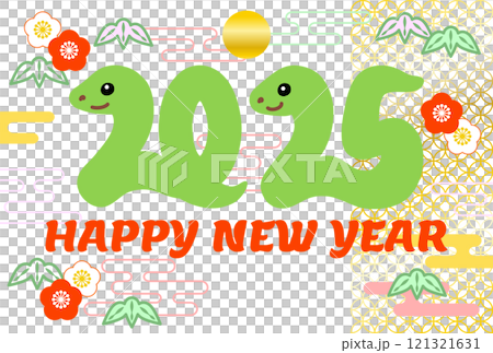 New Year's card for the year of the snake with a pine, bamboo and plum design New Year's card for the year of the snake with a pine, bamboo and plum design 121321631