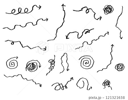 震える手書きの矢印セット 震える手書きの矢印セット 121321638