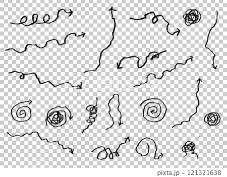 震える手書きの矢印セット 震える手書きの矢印セット 121321638